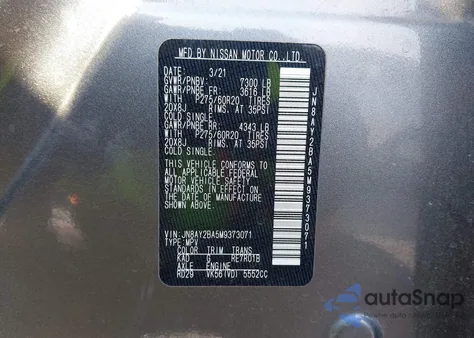 2021 Nissan Armada Sl 2Wd from USA, damaged, VIN JN8AY2BA5M9373071